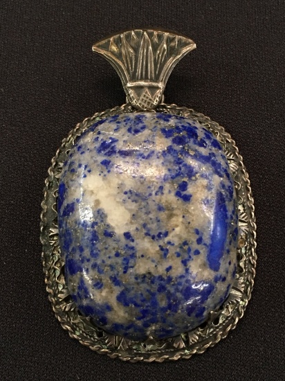 Amazing Blue Stone Sterling Silver 2.5" Pendant - 33 Grams