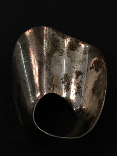 HUGE Sterling Silver Wavy Modernist Brooch Pendant - 25 Grams