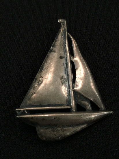 Vintage Sterling Silver Sailboat Brooch