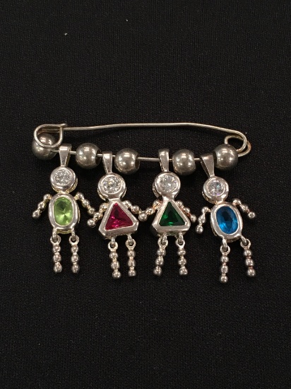 Sterling Silver People Charms On Sterling Pin