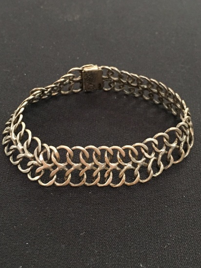 Double Cable Link Sterling Silver 7.5" Bracelet