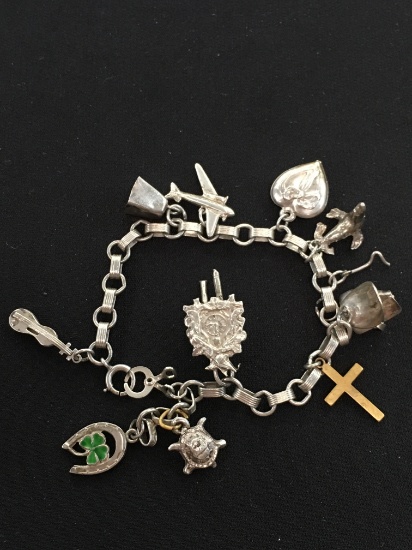 Vintage Sterling Silver 8" Charm Bracelet