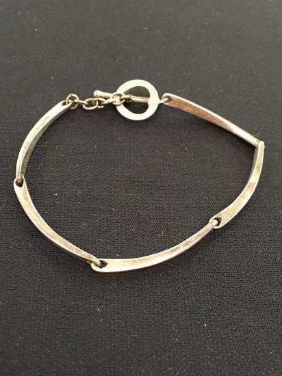 Sterling Silver 7" Link Bracelet w/ Heart Toggle Clasp