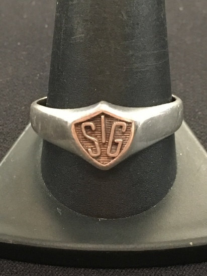 RING MASTERS Sterling Silver Signet "SIG" Ring Band  - Size 10.25