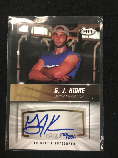 2012 Sage Hit G.J. Kinne Rookie Autograph Card /250