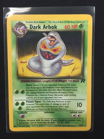 Pokemon Dark Arbok Rare Card 19/82