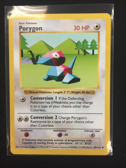 Pokemon Porygon Shadowless Base Set Card 39/102