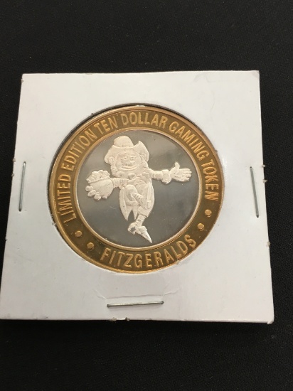 .999 Fine Silver Limited Edition $10 Gaming Token Fitzgeralds - Las Vegas Nevada Silver Strike Coin