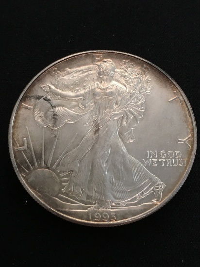 1993 United States 1 Ounce .999 Fine Silver American Eagle Silver Bullion Round Coin