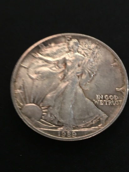 1989 United States 1 Ounce .999 Fine Silver American Eagle Silver Bullion Round Coin