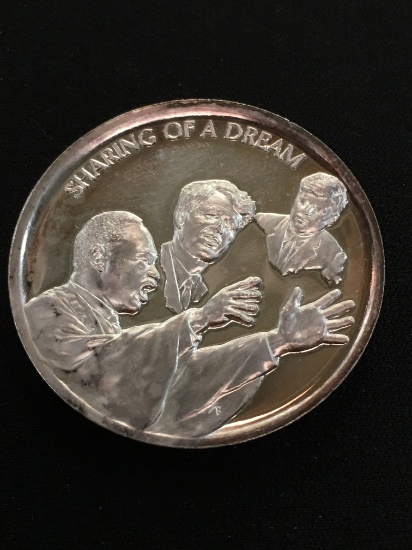 1 Troy Ounce .999 Fine Silver Sharing a Dream Martin Luther King & The Kennedys Silver Bullion Coin