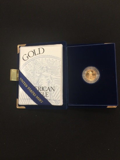 1995 United States Mint 1/10 Ounce .999 Fine GOLD Proof American Eagle Bullion Coin in Box