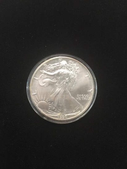 1990 United States 1 Ounce .999 Fine Silver American Eagle Bullion Round Coin