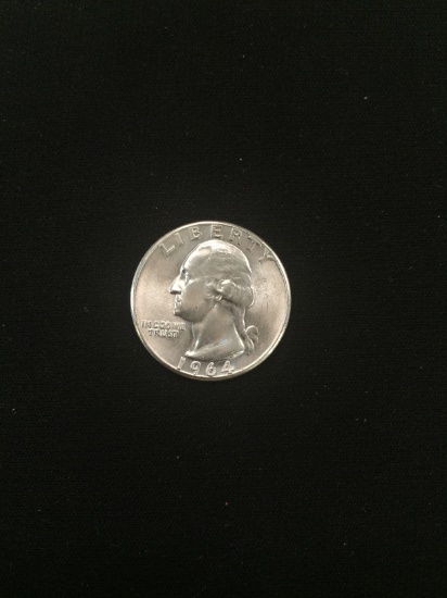 1964 United States Washington Silver Quarter Dollar - 90% Silver Coin - BU Condition