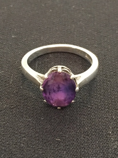 Rustic Amethyst Sterling Silver Ring - Size 6