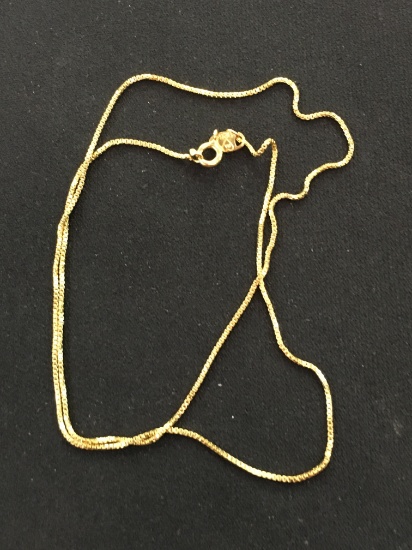 Italian Made Gold-Tone Sterling Silver Box Chain w/ Spring Ring Clasp