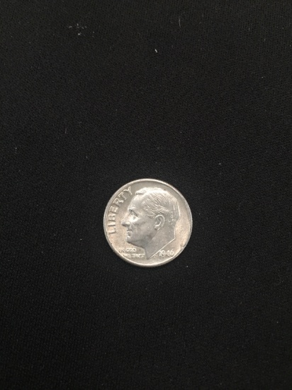 1946 United States Roosevelt Dime - 90% Silver AU Condition Coin