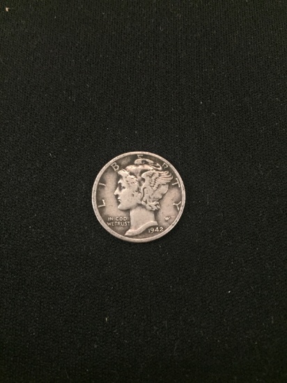 1942-D United States Mercury Dime - 90% Silver Coin