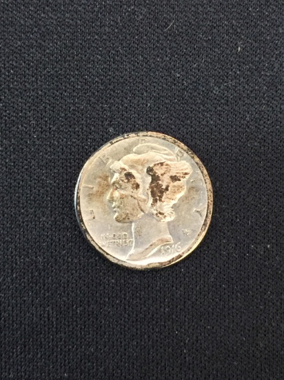 1916 United States Mercury Silver Dime - 90% Silver Coin