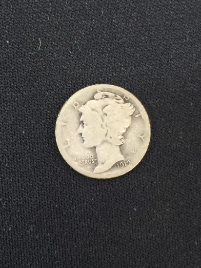 1919-S United States Mercury Silver Dime - 90% Silver Coin