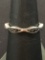 Vintage Scalloped Sterling Silver Ring Band with Black Diamond Accents - Size