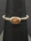 Old Pawn Hand Made Sterling Silver Ring w/ East to West set Oval Smokey Quartz - Size 6.5