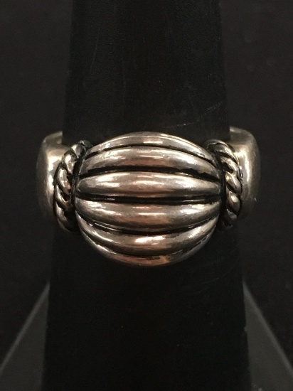 Hand Made Textured Dome Sterling Silver Fashion Ring Band - Size 6.75