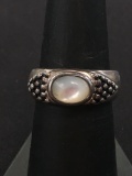 Vintage Sterling Silver Ring Band w/ Mother of Pearl Inlay - Size 7
