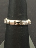 Modern Hand Crafted Sterling Silver Eternity Band w/ Rhinestone Accents - Size 7