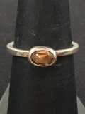 Old Pawn Hand Made Sterling Silver Ring w/ East to West set Oval Smokey Quartz - Size 6.5