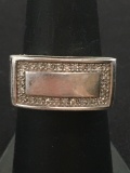 Thai Made Vintage Sterling Silver Ring Band w/ Rhinestone Accents - Size 7