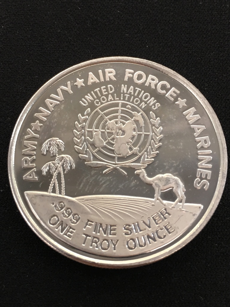 1 Troy Ounce 999 Fine Silver Operation Desert Storm 1991 Silver Bullion Round Coin Coins Currency Bullion Silver Silver Bullion Bars Rounds Online Auctions Proxibid