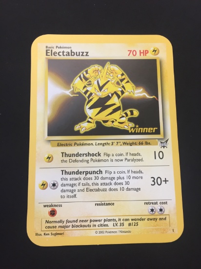 Jumbo Pokemon Electabuzz Card Best of Game Winner Promo #1 Base Set - RARE