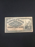 Rare 1900 Dominion of Canada 25 Cent Fractional Currency Bill Note