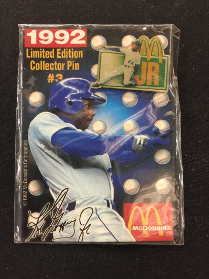 Rare 1992 McDonalds Ken Griffey Jr. Seattle Mariners Pin on Card