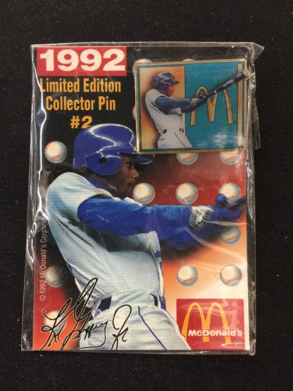 Rare 1992 McDonalds Ken Griffey Jr. Seattle Mariners Pin on Card