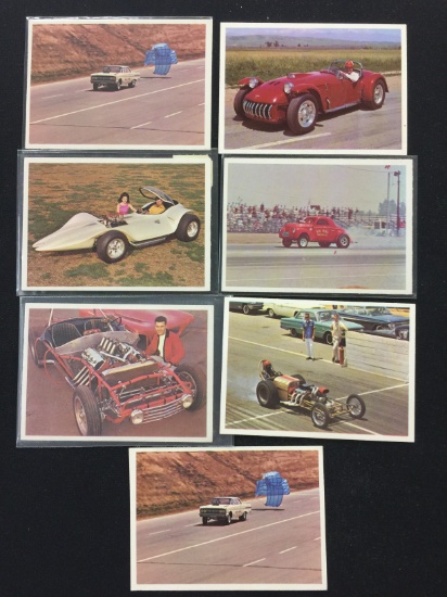 7 Card Lot of Vintage Hot Rod Magazine Racing Cards - RARE