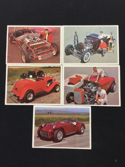 5 Card Lot of Vintage Hot Rod Magazine Racing Cards - RARE