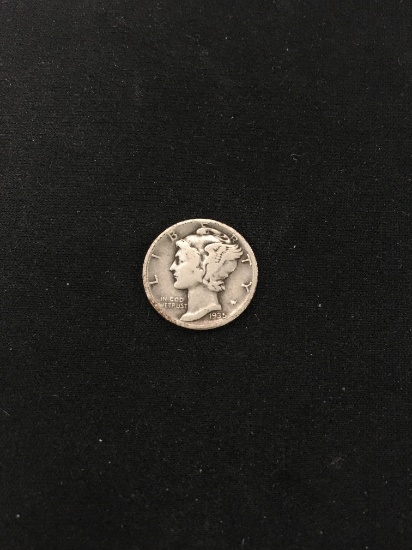 1935-D United States Mercury Silver Dime - 90% Silver Coin