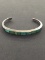 Old Pawn Native American Sterling Silver Cuff Bracelet w/ Turquoise Inlay - 20 grams