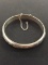 Sterling Silver Bangle Bracelet with Delicate Hand Etching & Safety Clasp