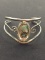 Large Old Pawn Native American Sterling Silver Cuff Bracelet w/ Abalone Accent