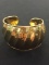 Large Italian Made Gold-Tone Sterling Silver Statement Cuff Bracelet - 32 grams