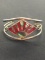Old Pawn Mexico Large Sterling Silver Cuff Bracelet w/ Agate & Abalone Inlay