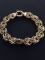Large Gold-Tone Italian Made 9' Sterling Silver Byzantine Link Bracelet