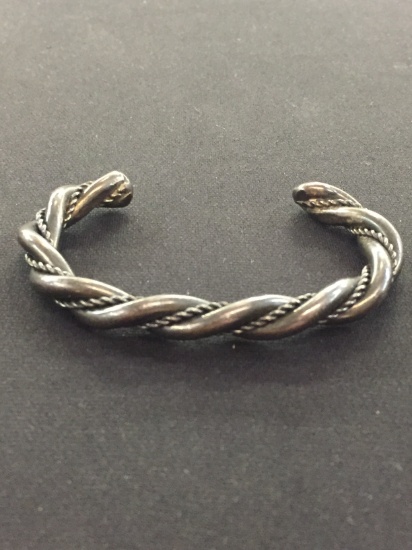 Heavy Hand Braided Sterling Silver Cuff Bracelet - 46 grams