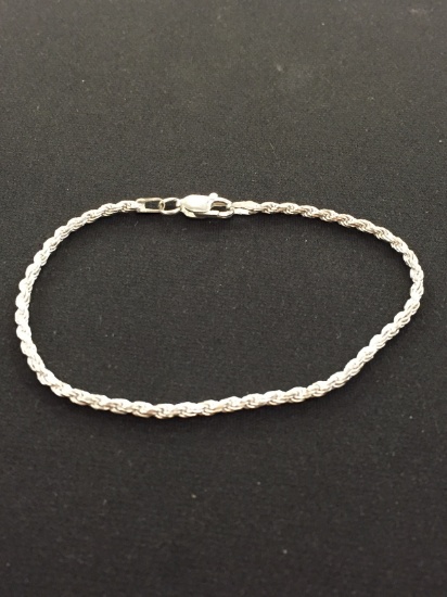 Petite Italian Made Sterling Silver 8" Rope Chain Bracelet