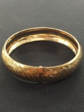 Italian Made Gold-Tone Large Sterling Silver Cuff Bracelet w/ Hand Etching