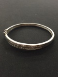 Sterling Silver Cuff Bracelet w/ Rhinestone Accents & Safety Clasp - 21 grams
