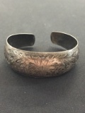 Hand Decorated Sterling Silver Antique Cuff Bracelet